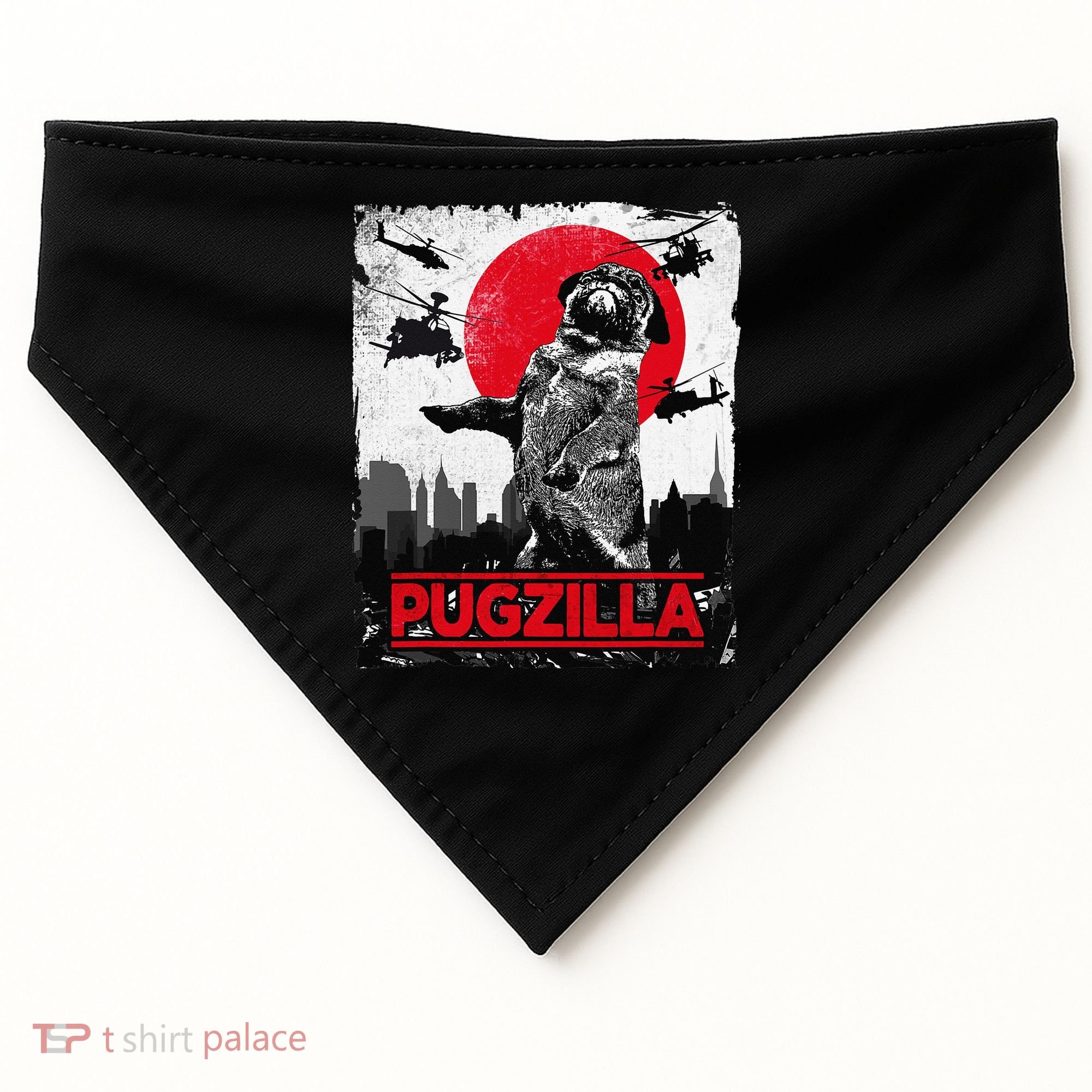 Funny Pugzilla Pug Dog USA-Made Doggie Bandana