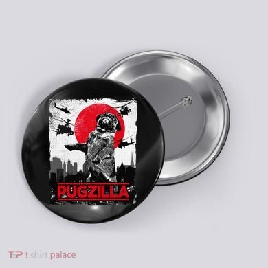 Funny Pugzilla Pug Dog Button