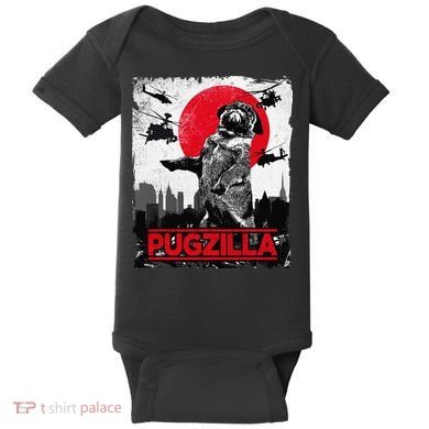 Funny Pugzilla Pug Dog Baby Bodysuit