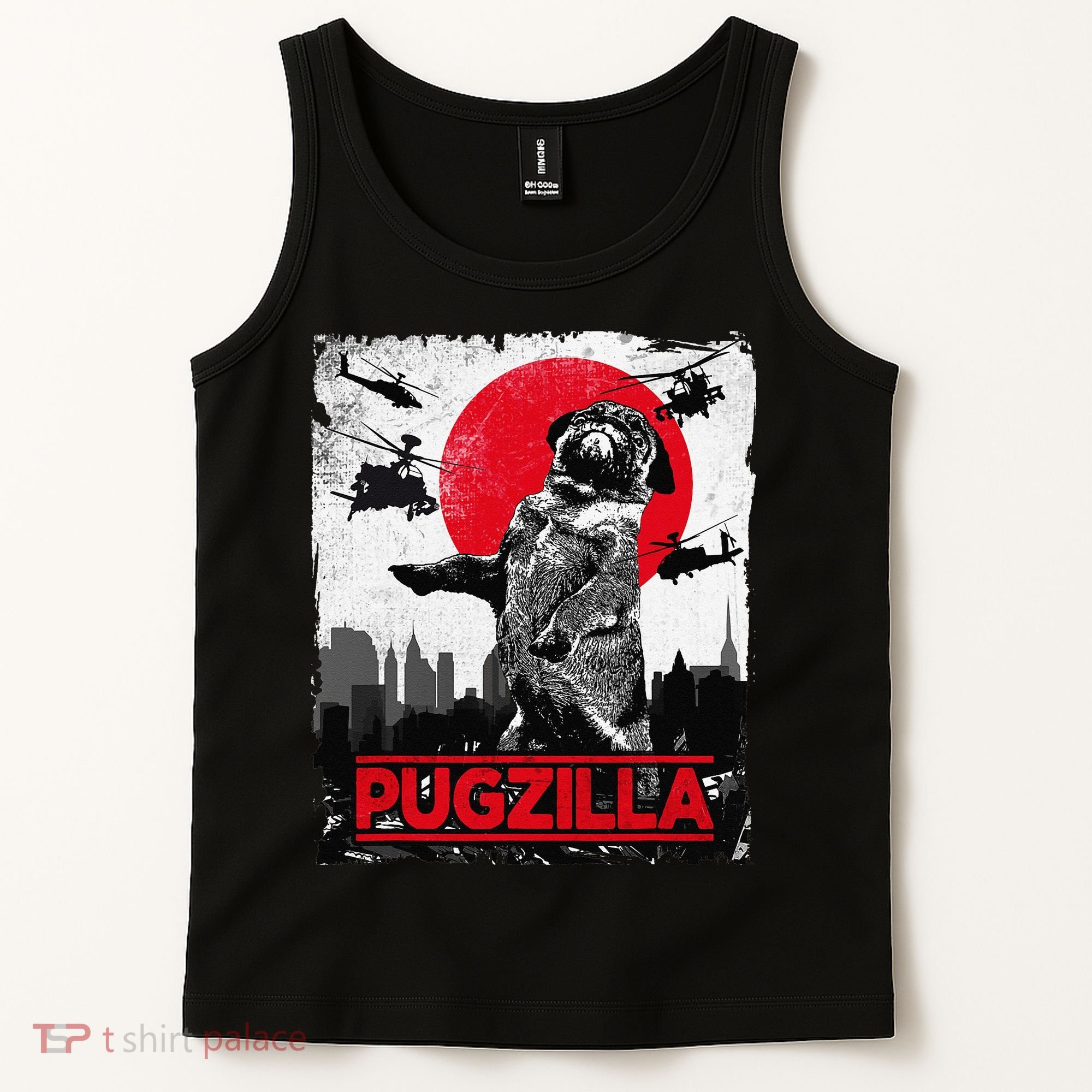 Funny Pugzilla Pug Dog Tank Top