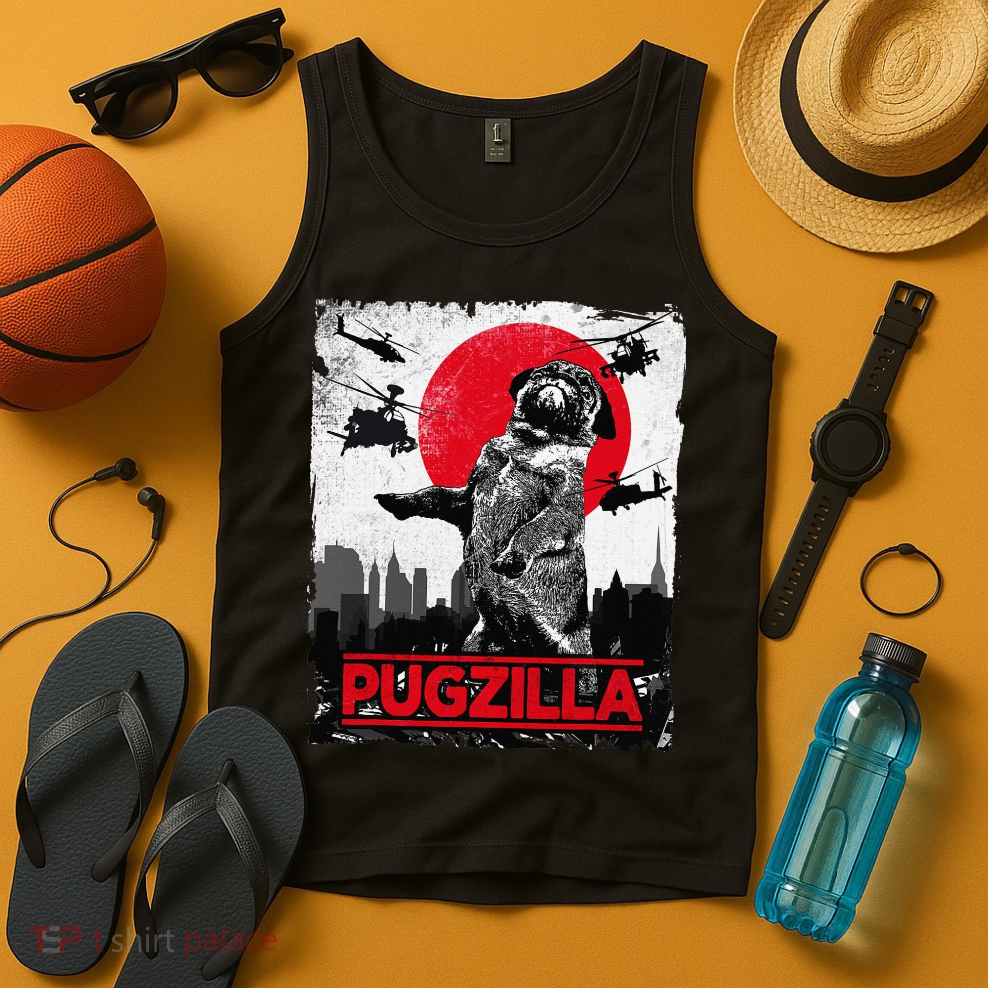 Funny Pugzilla Pug Dog Tank Top