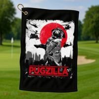 Funny Pugzilla Pug Dog Golf Towel thumb 1