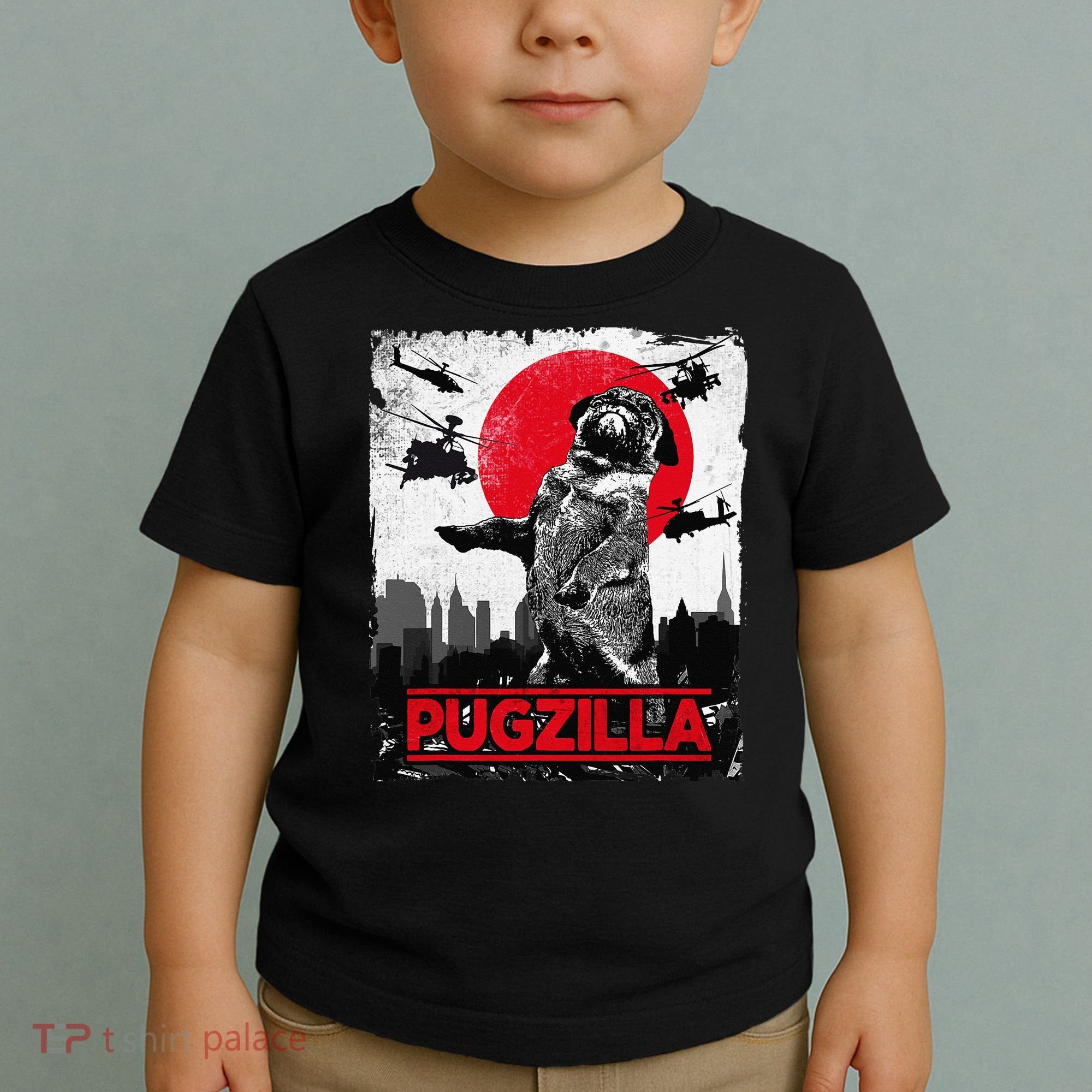 Funny Pugzilla Pug Dog Toddler T-Shirt