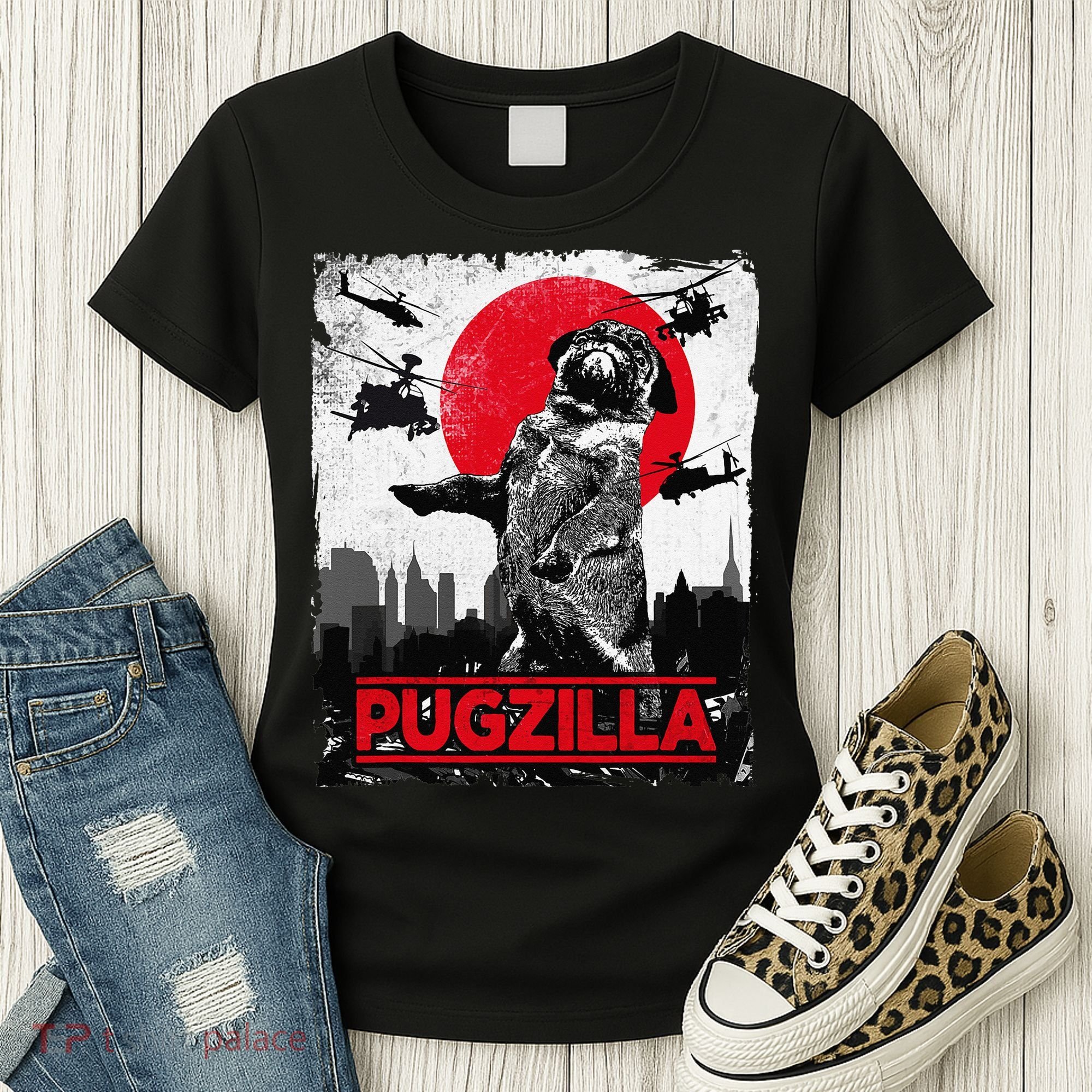 Funny Pugzilla Pug Dog Women's T-Shirt