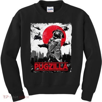Funny Pugzilla Pug Dog Kids Sweatshirt