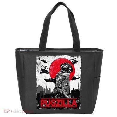 Funny Pugzilla Pug Dog Tote Bag