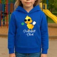 Funny Pickleball Pickleball Chick Kids Hoodie thumb 3