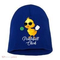 Funny Pickleball Pickleball Chick Short Acrylic Beanie thumb 0