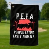 Funny P.E.T.A People Eating Tasty Animals Bbq Golf Towel thumb 1