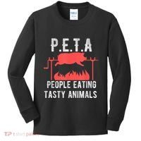 Funny P.E.T.A People Eating Tasty Animals Bbq Kids Long Sleeve Shirt thumb 0