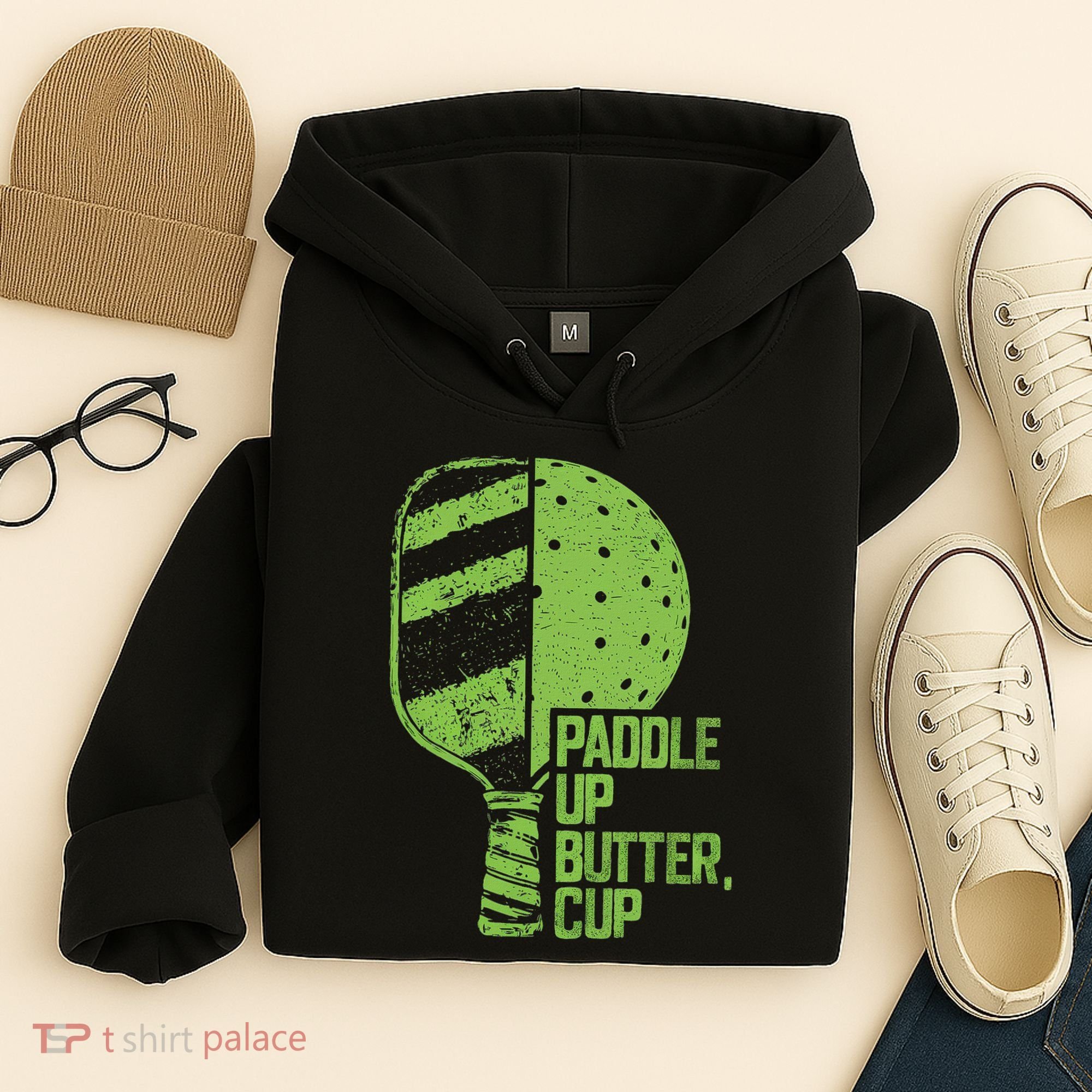Funny Pickleball Paddle Up Butter Cup Hoodie