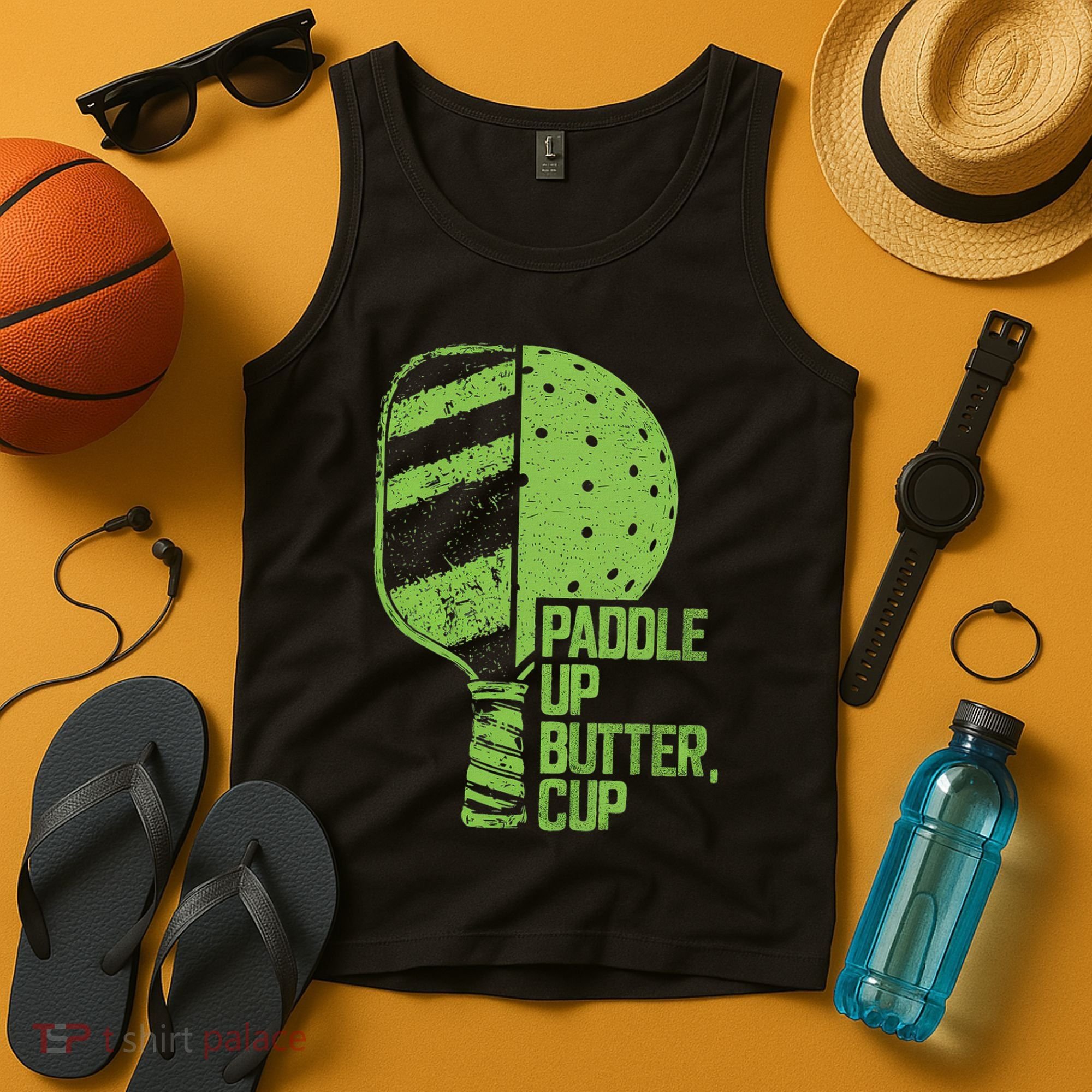 Funny Pickleball Paddle Up Butter Cup Tank Top