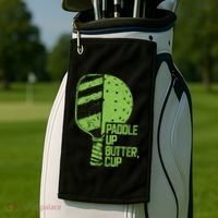 Funny Pickleball Paddle Up Butter Cup Golf Towel thumb 2