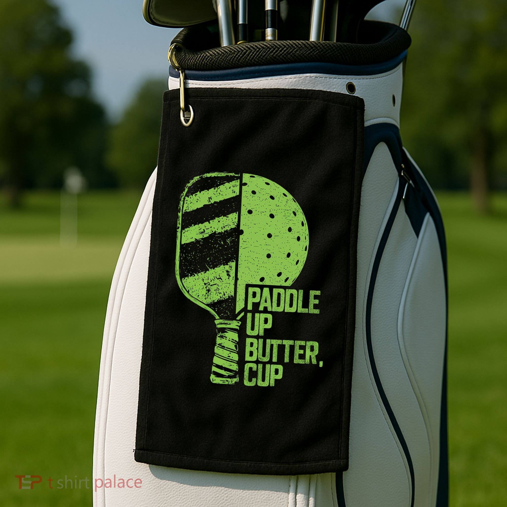 Funny Pickleball Paddle Up Butter Cup Golf Towel