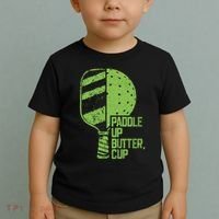 Funny Pickleball Paddle Up Butter Cup Toddler T-Shirt thumb 2