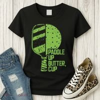 Funny Pickleball Paddle Up Butter Cup Women's T-Shirt thumb 3