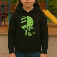 Funny Pickleball Paddle Up Butter Cup Kids Hoodie thumb 3