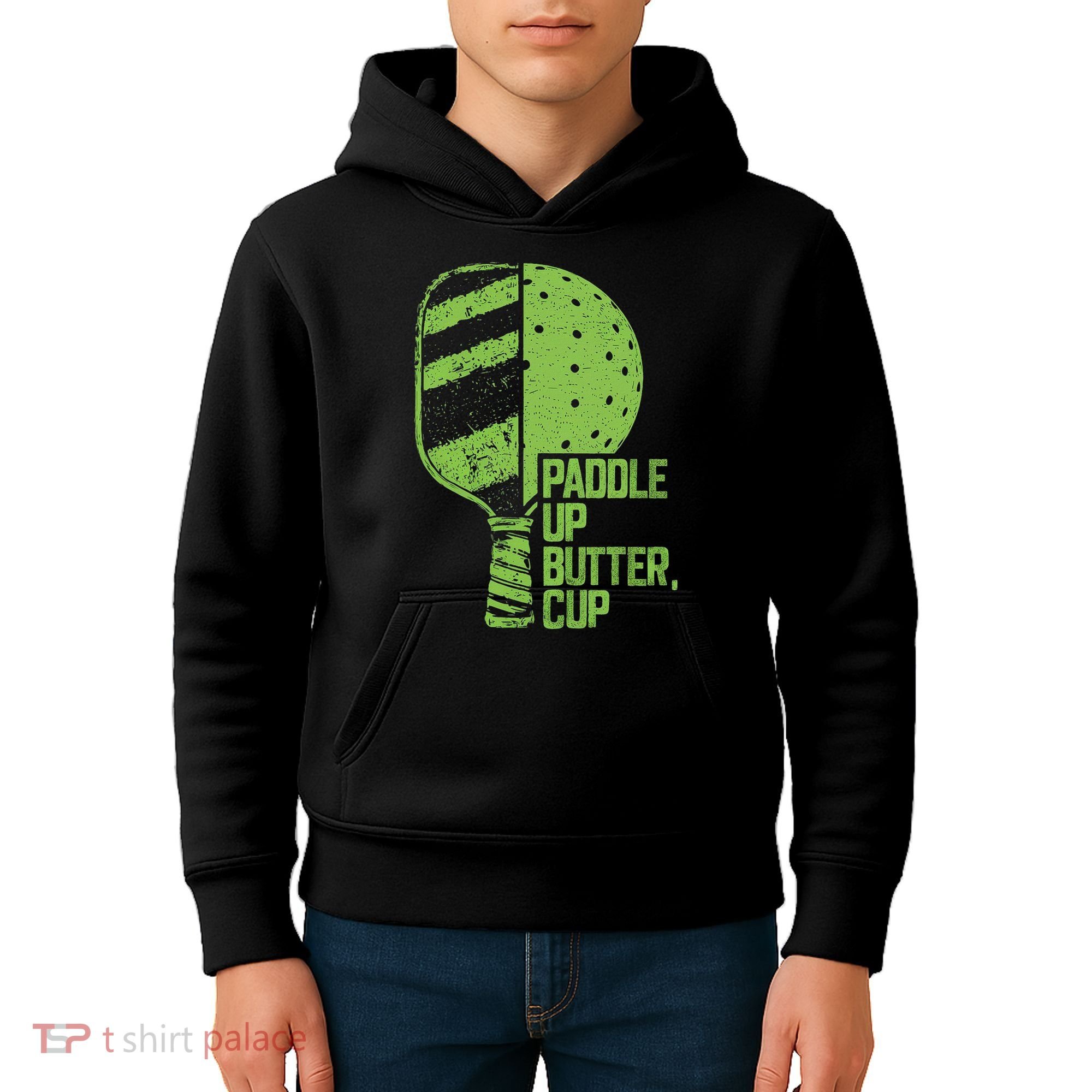 Funny Pickleball Paddle Up Butter Cup Kids Hoodie