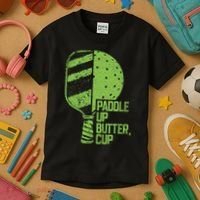 Funny Pickleball Paddle Up Butter Cup Kids T-Shirt thumb 3