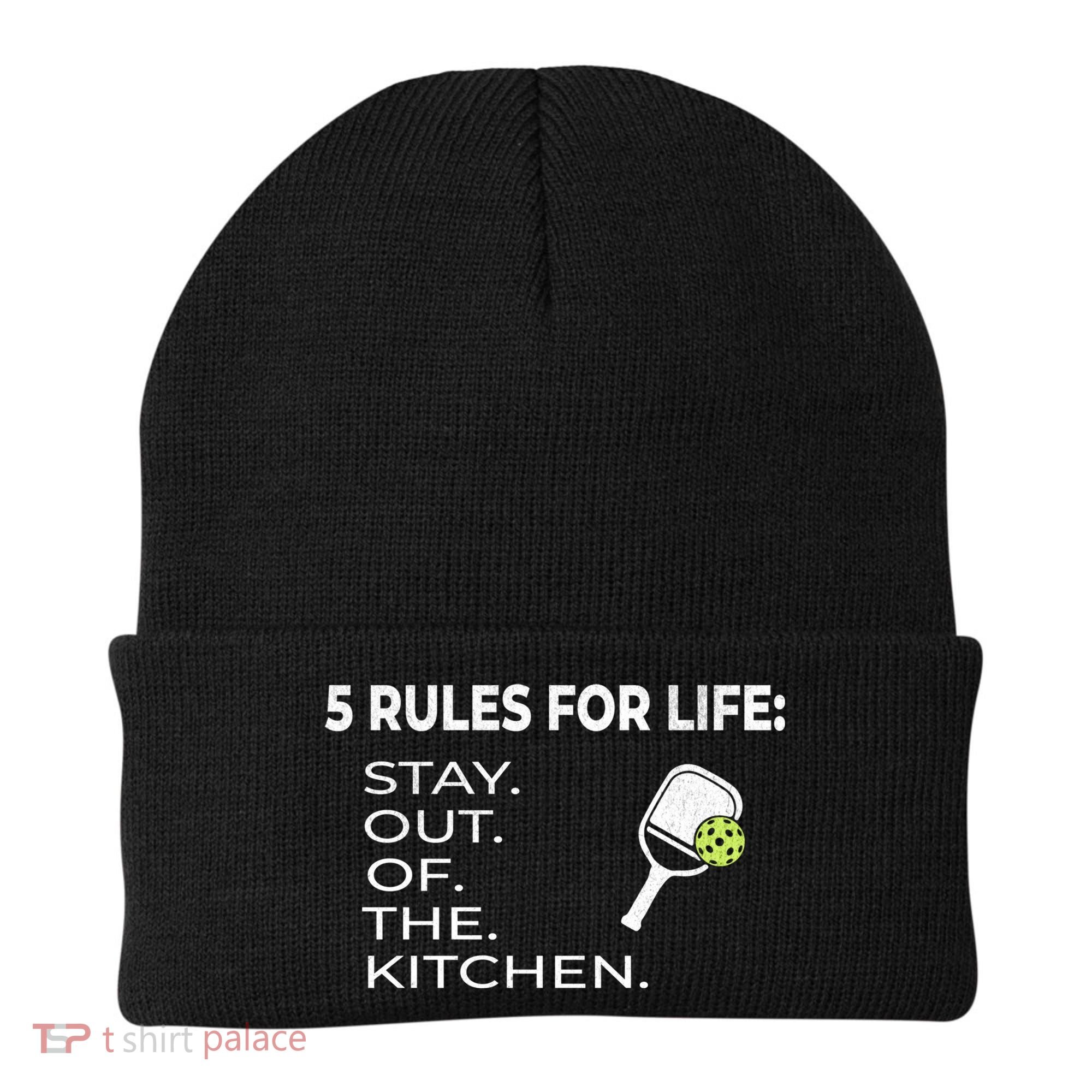 Funny Pickleball Pun Stay Out Of The Kitchen Green Gift Beanie