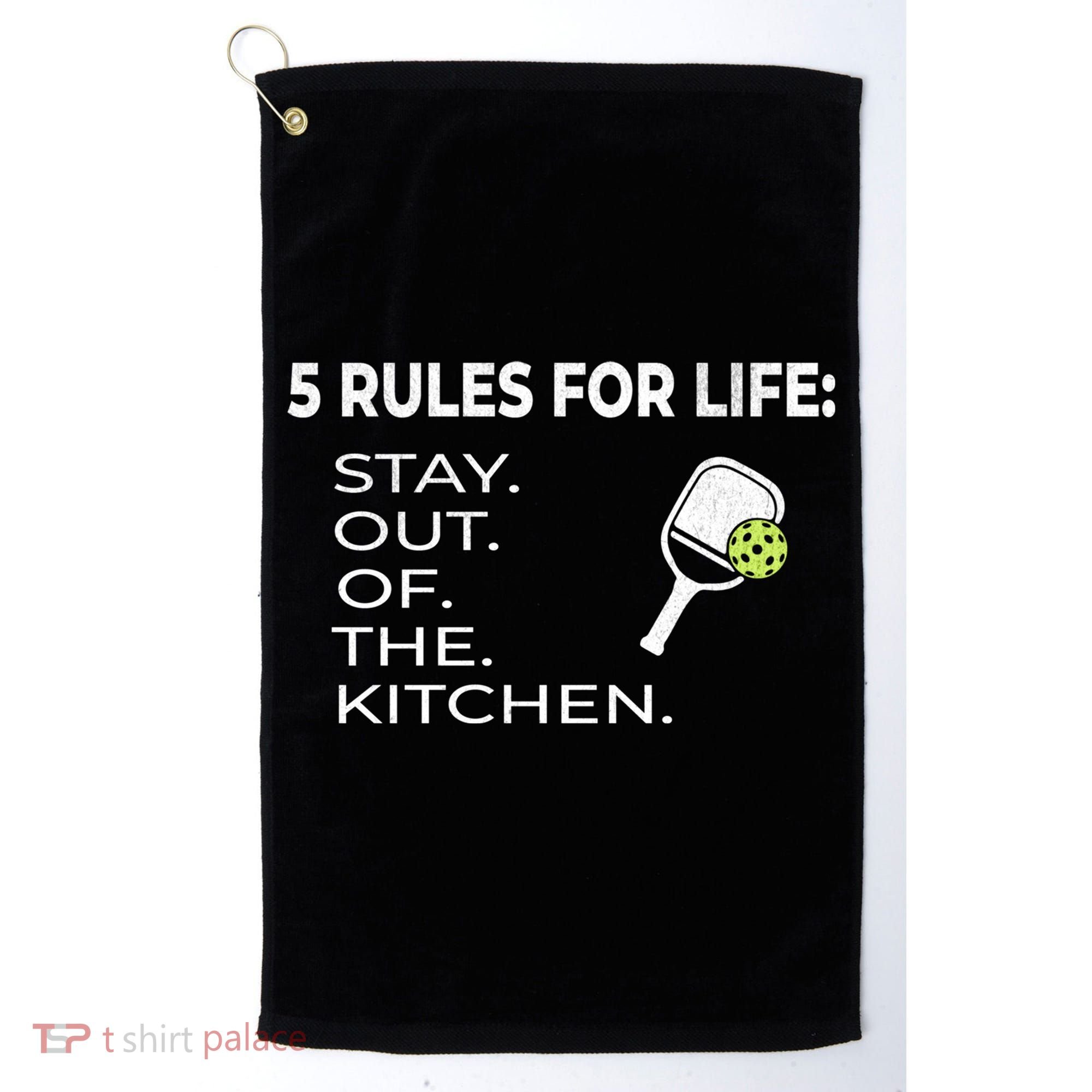 Funny Pickleball Pun Stay Out Of The Kitchen Green Gift Golf Towel