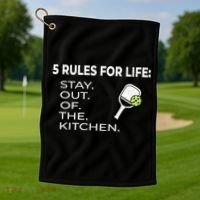 Funny Pickleball Pun Stay Out Of The Kitchen Green Gift Golf Towel thumb 1