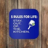 Funny Pickleball Pun Stay Out Of The Kitchen Green Gift Coaster thumb 0