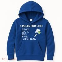 Funny Pickleball Pun Stay Out Of The Kitchen Green Gift Kids Hoodie thumb 0