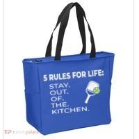 Funny Pickleball Pun Stay Out Of The Kitchen Green Gift Tote Bag thumb 2