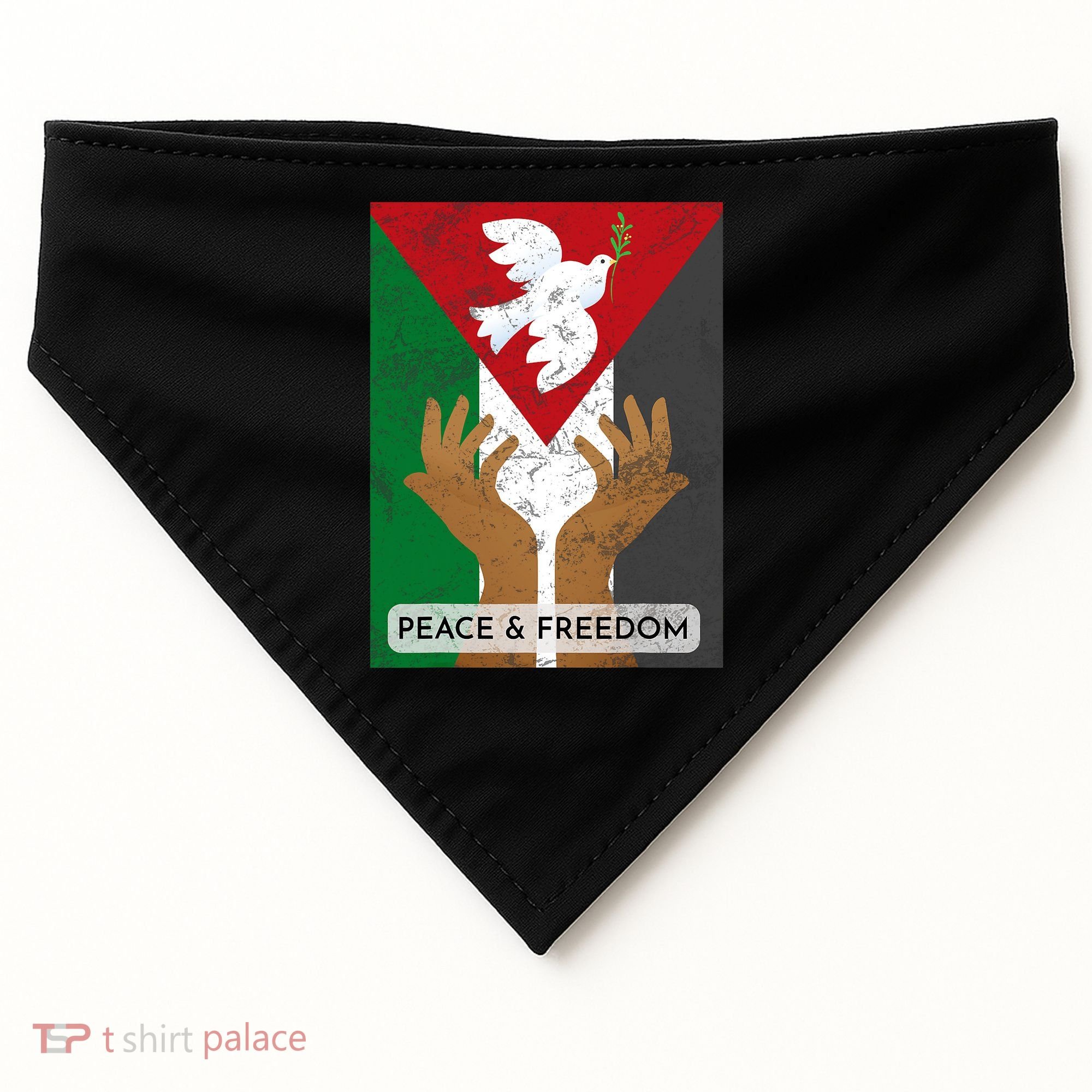 Free Palestine Peace & Freedom Support Palestine And Gaza USA-Made Doggie Bandana