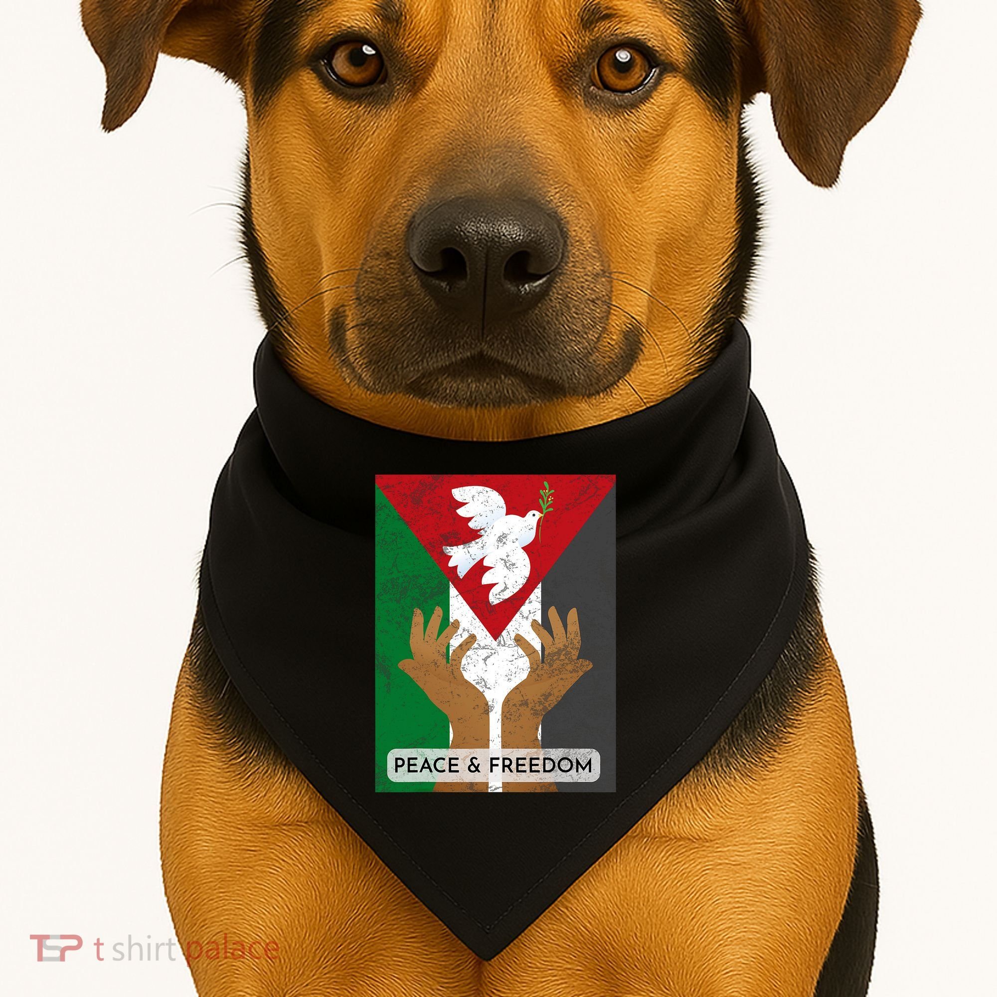 Free Palestine Peace & Freedom Support Palestine And Gaza USA-Made Doggie Bandana