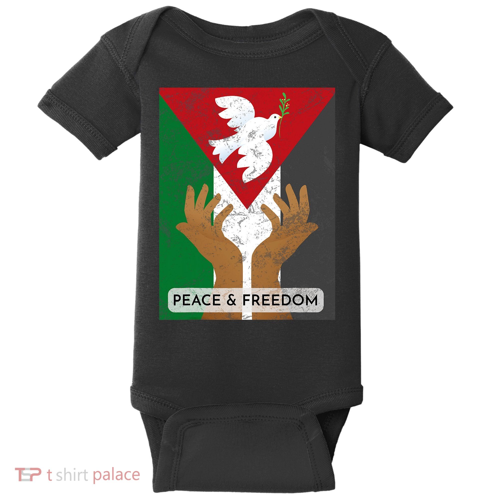 Free Palestine Peace & Freedom Support Palestine And Gaza Baby Bodysuit