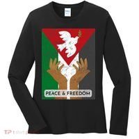 Free Palestine Peace & Freedom Support Palestine And Gaza Women's Long Sleeve Shirt thumb 0