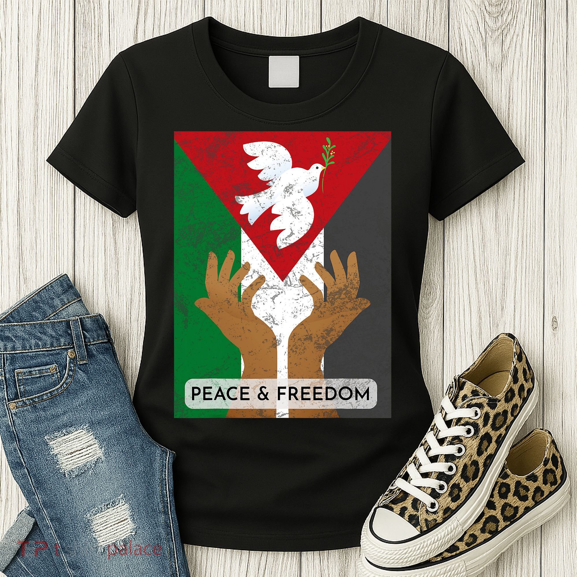 Free Palestine Peace & Freedom Support Palestine And Gaza Women's T-Shirt