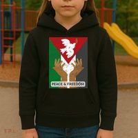 Free Palestine Peace & Freedom Support Palestine And Gaza Kids Hoodie thumb 3