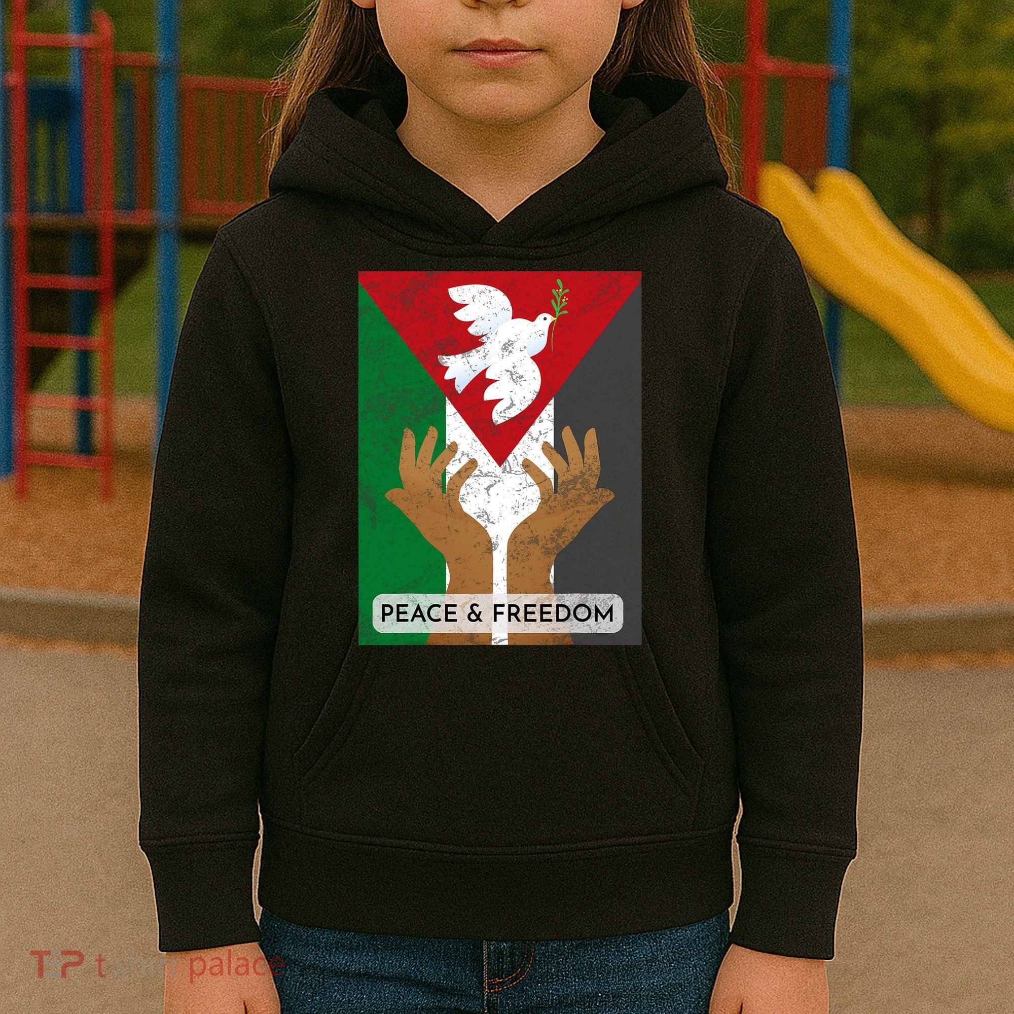 Free Palestine Peace & Freedom Support Palestine And Gaza Kids Hoodie