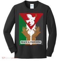 Free Palestine Peace & Freedom Support Palestine And Gaza Kids Long Sleeve Shirt thumb 0