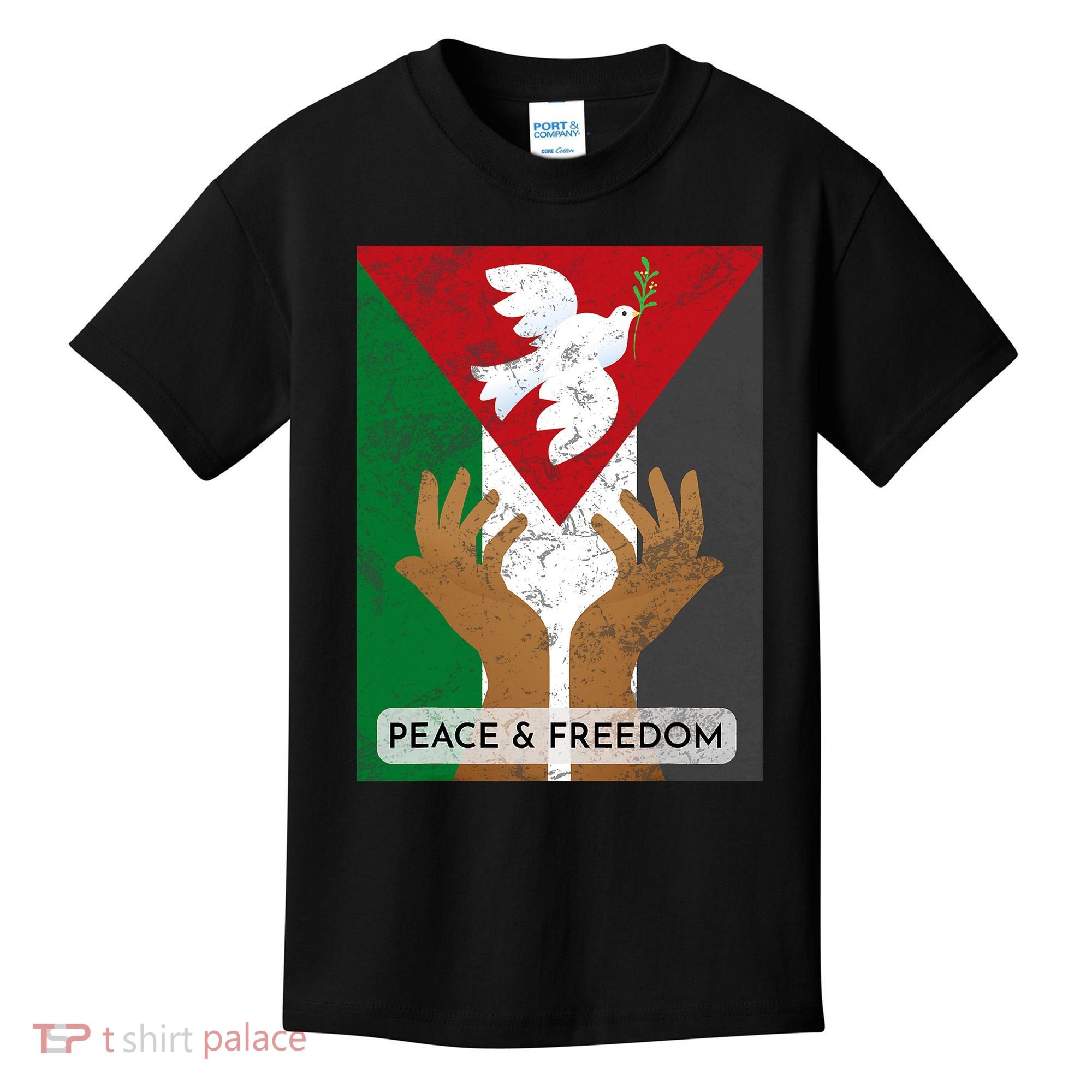 Free Palestine Peace & Freedom Support Palestine And Gaza Kids T-Shirt