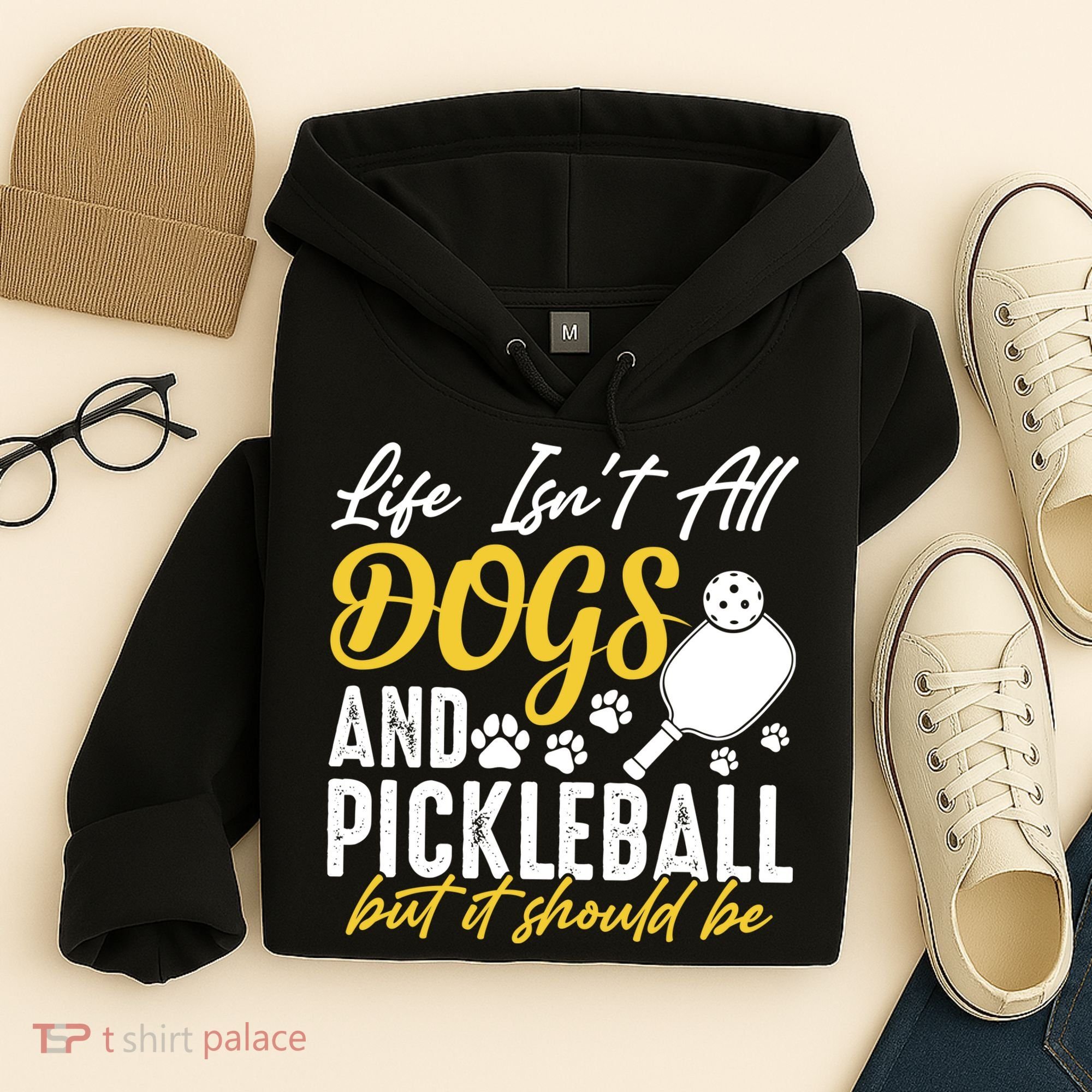 Funny Pickleball Player & Dogs Gift  Hoodie