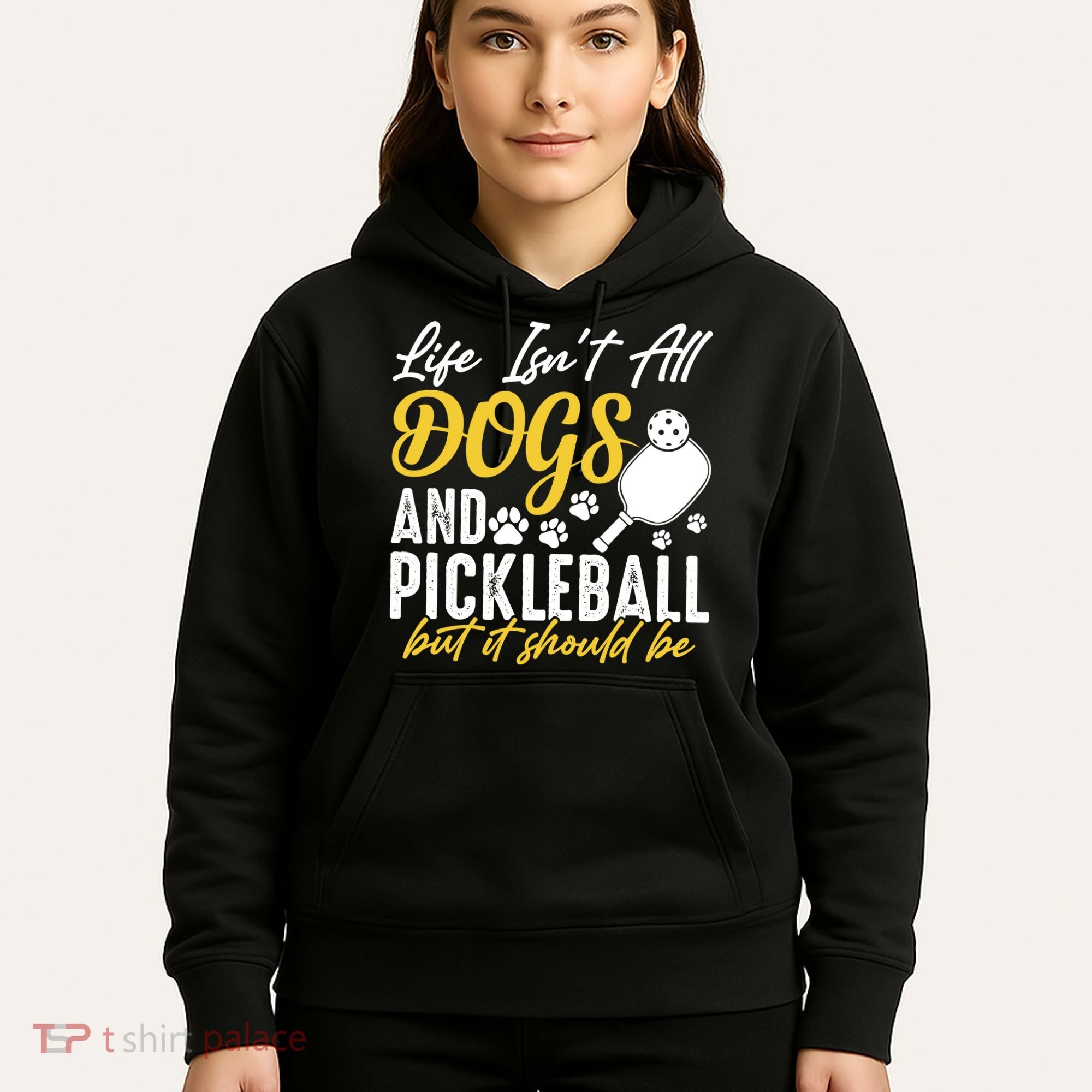 Funny Pickleball Player & Dogs Gift  Hoodie