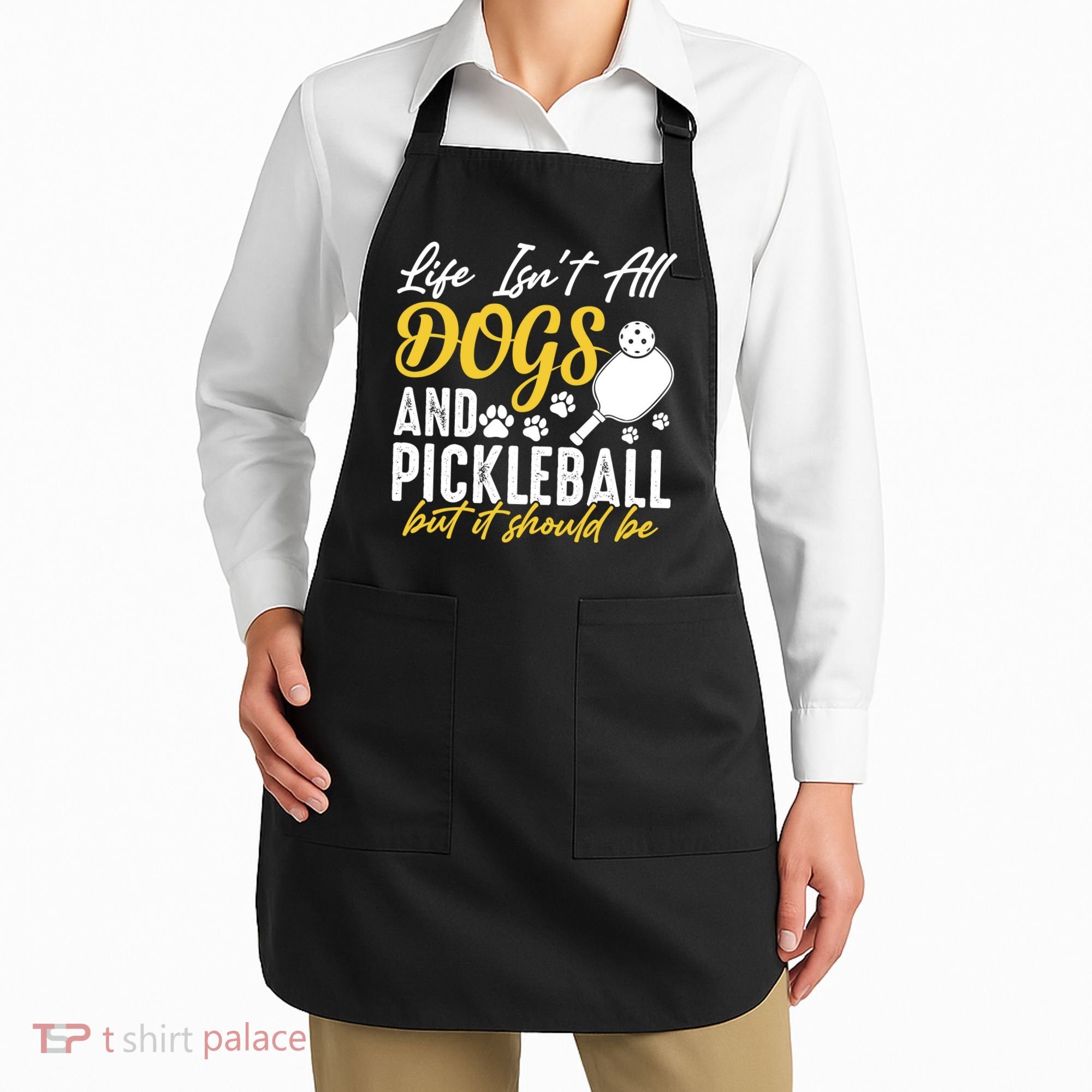 Funny Pickleball Player & Dogs Gift  Apron