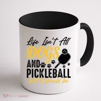 Funny Pickleball Player & Dogs Gift  Coffee Mug thumb 1