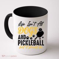 Funny Pickleball Player & Dogs Gift  Coffee Mug thumb 0