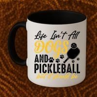 Funny Pickleball Player & Dogs Gift  Coffee Mug thumb 2