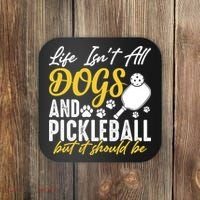 Funny Pickleball Player & Dogs Gift  Coaster thumb 0