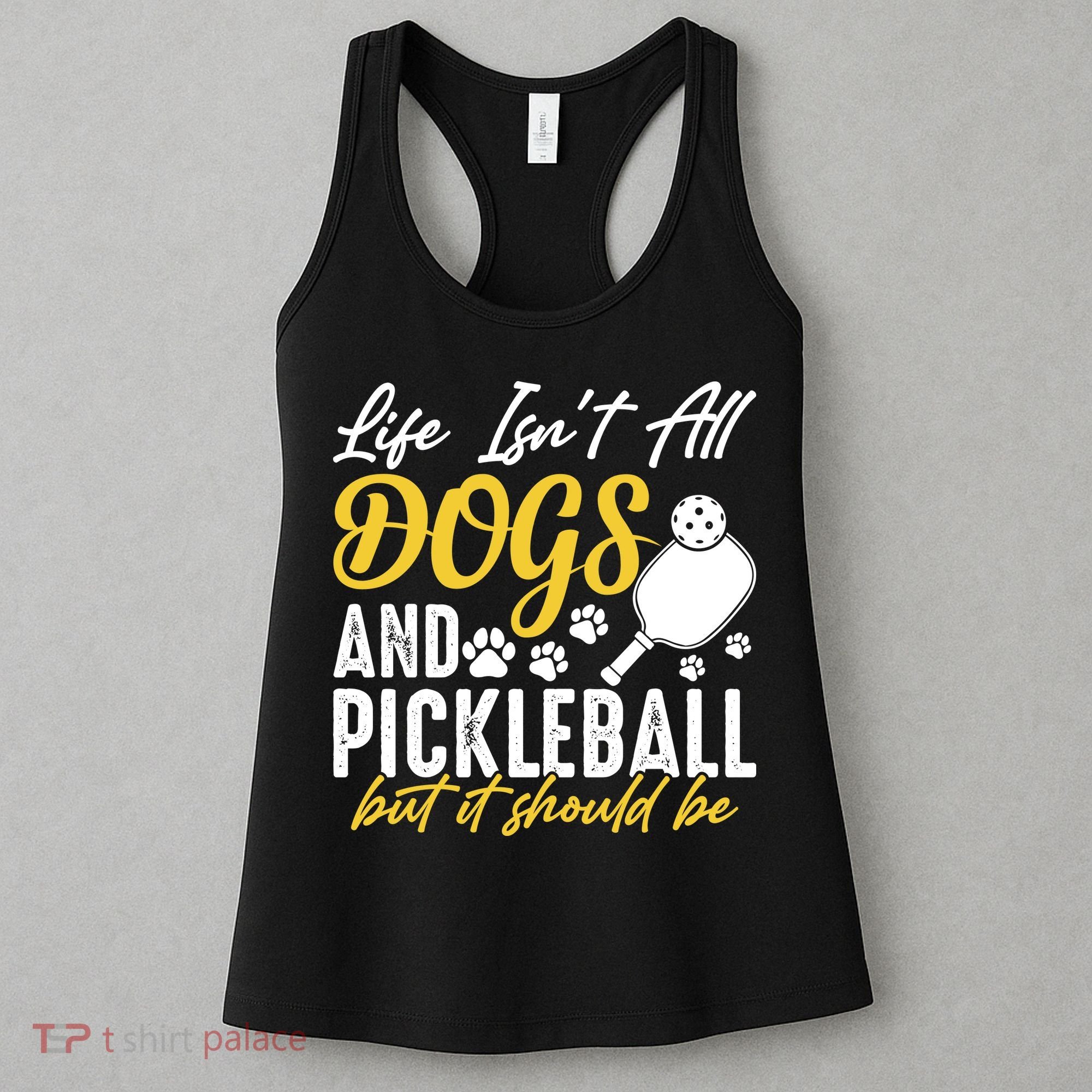 Funny Pickleball Player & Dogs Gift  Women's Tank Top