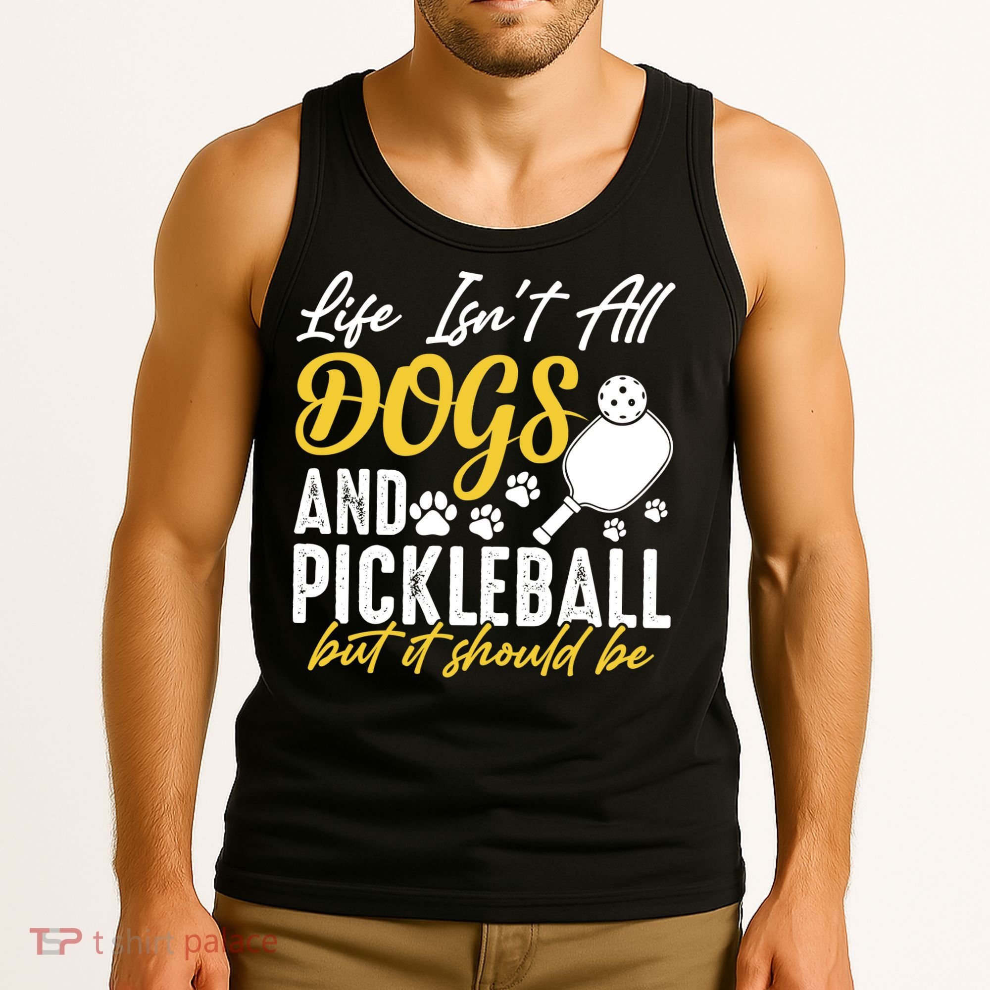 Funny Pickleball Player & Dogs Gift  Tank Top