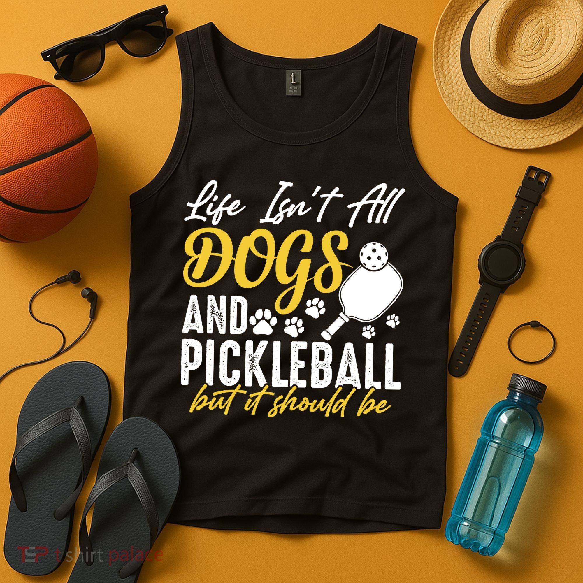 Funny Pickleball Player & Dogs Gift  Tank Top