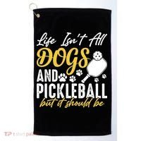 Funny Pickleball Player & Dogs Gift  Golf Towel thumb 0