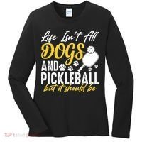 Funny Pickleball Player & Dogs Gift  Women's Long Sleeve Shirt thumb 0